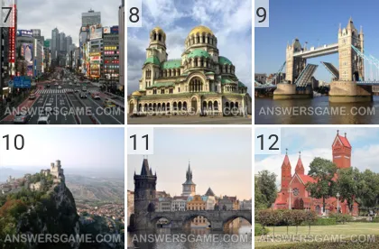 Answer to 101 Pics game Capitals Levels 7, 8, 9, 10, 11, 12
