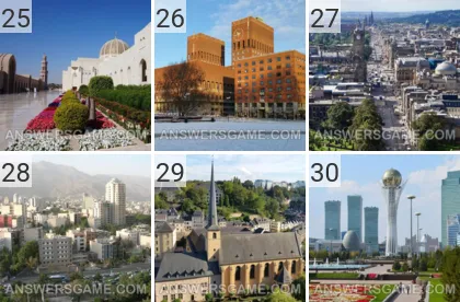 Answer to 101 Pics game Capitals Levels 25, 26, 27, 28, 29, 30