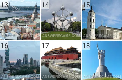 Answer to 101 Pics game Capitals Levels 13, 14, 15, 16, 17, 18