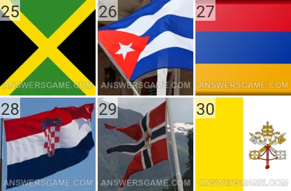 Lösung für das Spiel 101 Bild Fahnen Levels 25, 26, 27, 28, 29, 30