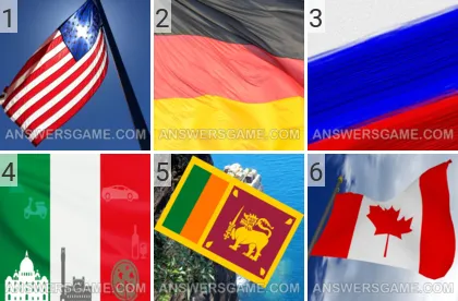 Lösung für das Spiel 101 Bild Fahnen Levels 1, 2, 3, 4, 5, 6