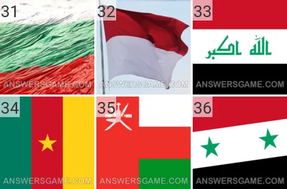Lösung für das Spiel 101 Bild Fahnen Levels 31, 32, 33, 34, 35, 36