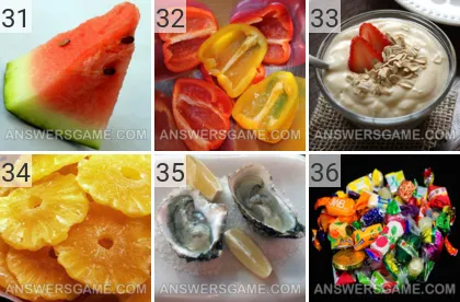 Solution du jeu 101 image Nourriture niveaux 31, 32, 33, 34, 35, 36