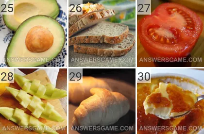 Solution du jeu 101 image Nourriture niveaux 25, 26, 27, 28, 29, 30