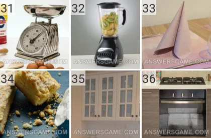 Answer to 101 Pics game Kitchen Levels 31, 32, 33, 34, 35, 36