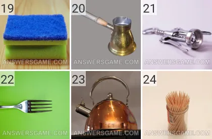 Answer to 101 Pics game Kitchen Levels 19, 20, 21, 22, 23, 24