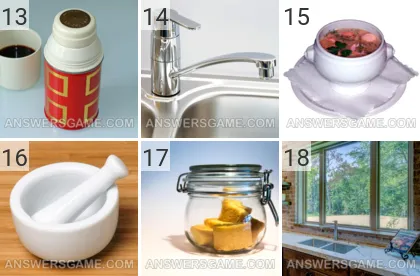 Answer to 101 Pics game Kitchen Levels 13, 14, 15, 16, 17, 18