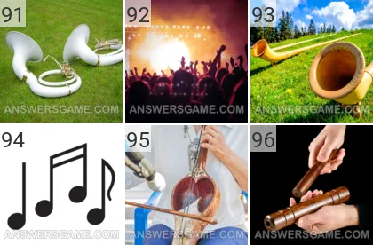 Answer to 101 Pics game Music Levels 91, 92, 93, 94, 95, 96