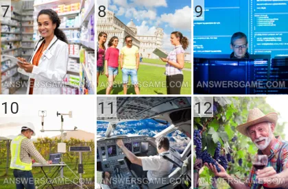 Solution du jeu 101 image Professions niveaux 7, 8, 9, 10, 11, 12