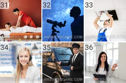 Solution du jeu 101 image Professions niveaux 31, 32, 33, 34, 35, 36