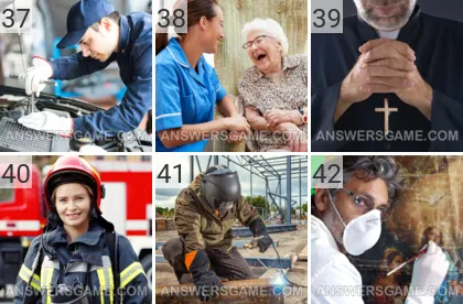 Solution du jeu 101 image Professions niveaux 37, 38, 39, 40, 41, 42