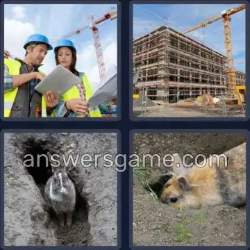 4 Bilder 1 Wort 3 Buchstaben BAU