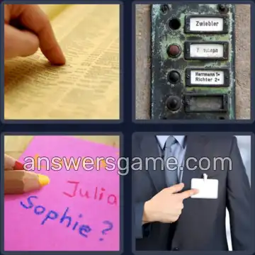 4 Bilder 1 Wort 4 Buchstaben NAME