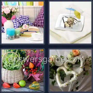 4 Bilder 1 Wort 4 Buchstaben DEKO