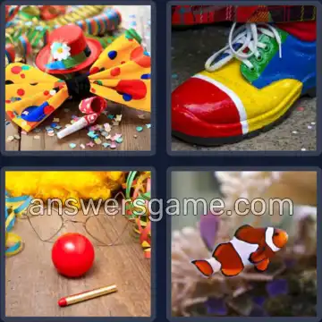 4 Bilder 1 Wort 5 Buchstaben CLOWN