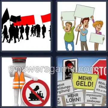 4 Bilder 1 Wort 6 Buchstaben STREIK