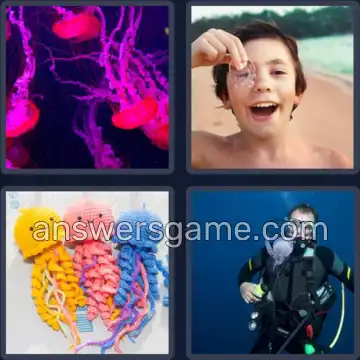 4 Bilder 1 Wort 6 Buchstaben QUALLE