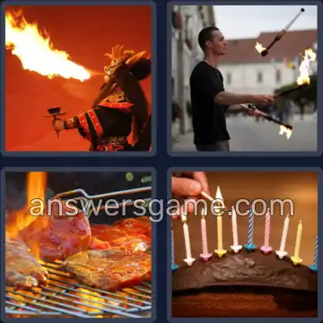 4 Bilder 1 Wort 6 Buchstaben FLAMME