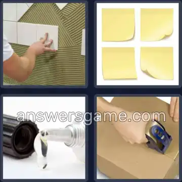 4 Bilder 1 Wort 6 Buchstaben KLEBEN