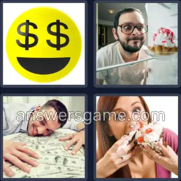 4 Bilder 1 Wort 6 Buchstaben GIERIG