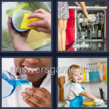 4 Bilder 1 Wort 6 Buchstaben SPÜLEN