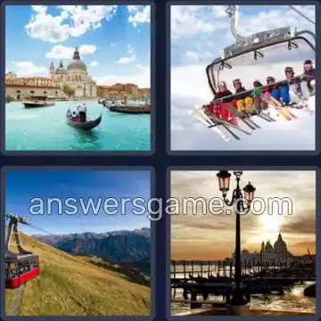 4 Bilder 1 Wort 6 Buchstaben GONDEL