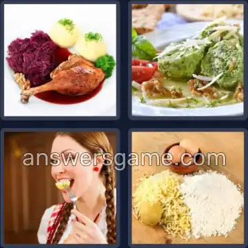 4 Bilder 1 Wort 6 Buchstaben KNÖDEL