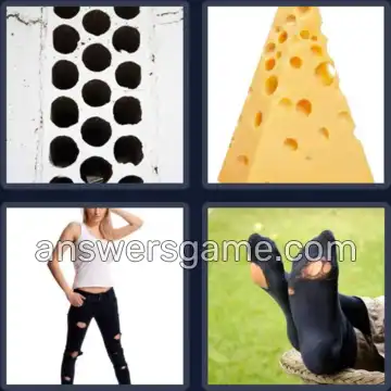 4 Bilder 1 Wort 7 Buchstaben LÖCHRIG