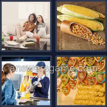 4 Bilder 1 Wort 7 Buchstaben POPCORN