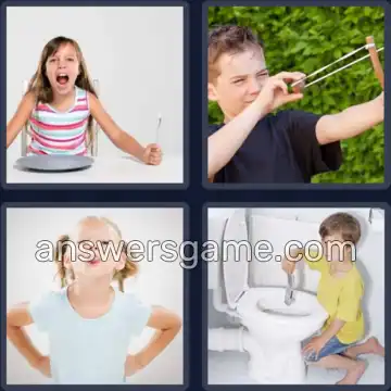 4 Bilder 1 Wort 7 Buchstaben UNARTIG