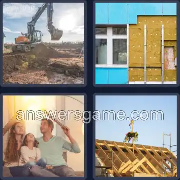 4 Bilder 1 Wort 7 Buchstaben HAUSBAU