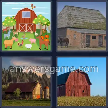4 Bilder 1 Wort 7 Buchstaben SCHEUNE