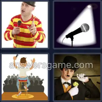 4 Bilder 1 Wort 7 Buchstaben KOMIKER