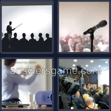 4 Bilder 1 Wort 7 Buchstaben VORTRAG