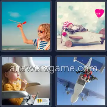 4 Bilder 1 Wort 8 Buchstaben FLUGZEUG