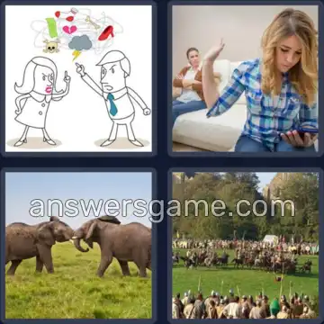 4 Bilder 1 Wort 8 Buchstaben KONFLIKT