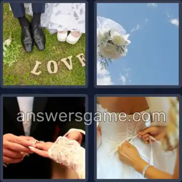 4 Bilder 1 Wort 8 Buchstaben HEIRATEN