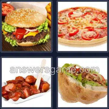 4 Bilder 1 Wort 8 Buchstaben FASTFOOD