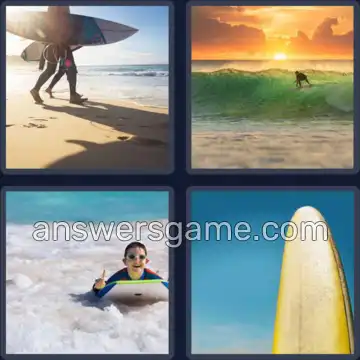 4 Bilder 1 Wort 9 Buchstaben SURFBRETT