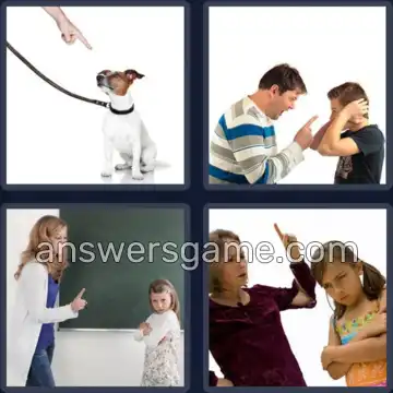 4 Bilder 1 Wort 9 Buchstaben SCHIMPFEN