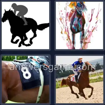 4 Bilder 1 Wort 9 Buchstaben RENNPFERD