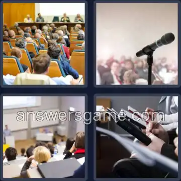 4 Bilder 1 Wort 9 Buchstaben VORLESUNG