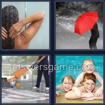 4 Pics 1 Word 3 Letters WET