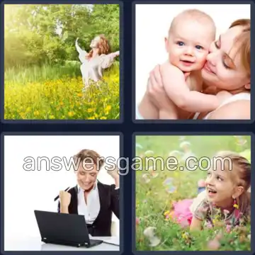 4 Pics 1 Word 3 Letters JOY