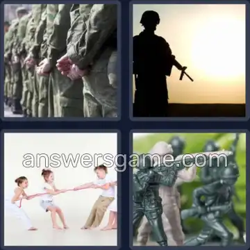 4 Pics 1 Word 3 Letters WAR