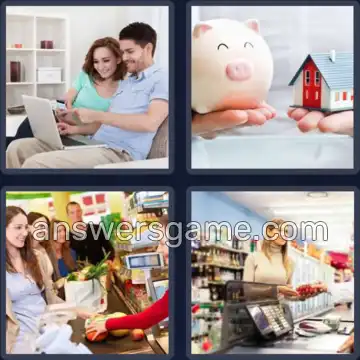 4 Pics 1 Word 3 Letters BUY
