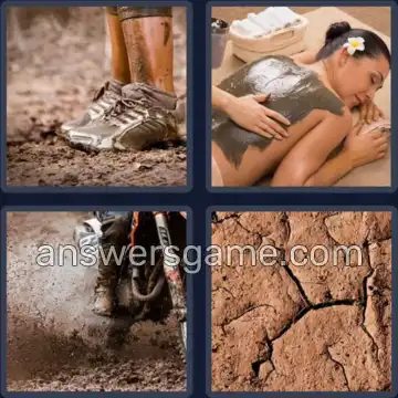 4 Pics 1 Word 3 Letters MUD