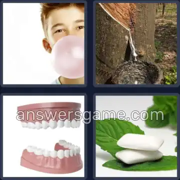 4 Pics 1 Word 3 Letters GUM