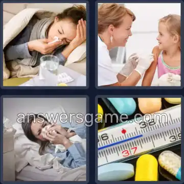 4 Pics 1 Word 3 Letters FLU