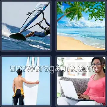4 Pics 1 Word 4 Letters SURF